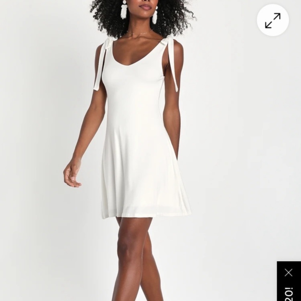 White Tie-Shoulder A-Line Dress